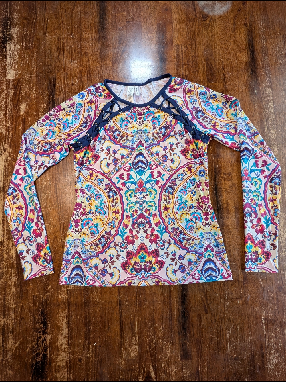 Nanette Lepore Festival Folklore Top Womens Medium Colorful Boho Shirt